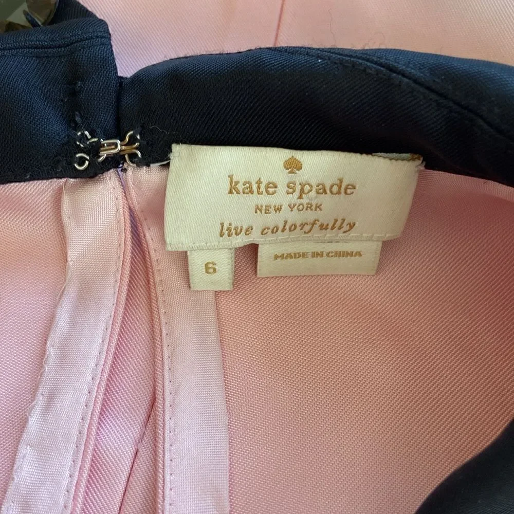 Kate Spade Pink & Black Jeweled Embellished Chic Peter Pan Collar Blouse Size 6